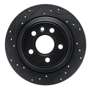 Volvo S80 Brake Rotor (1) - Rear Left - R1 Concepts - Drilled & Slotted - Black - `07-`10